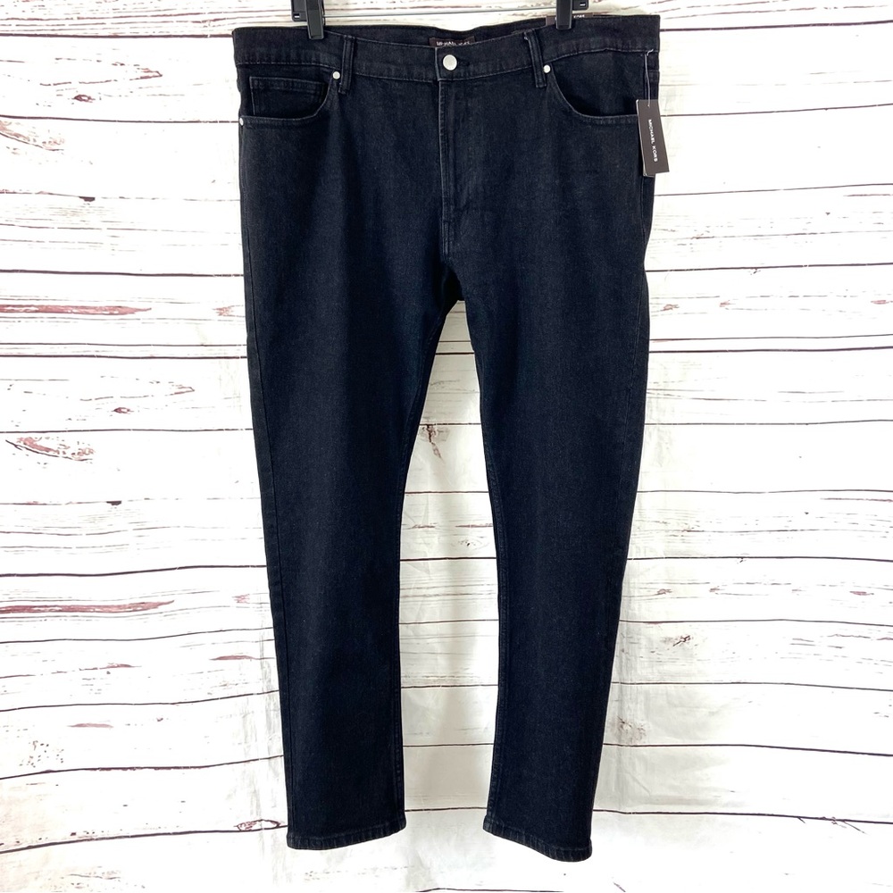 Michael Kors Parker Jeans‎ Mens 38x32 Black Mid Rise Denim Slim Fit Stretchy.